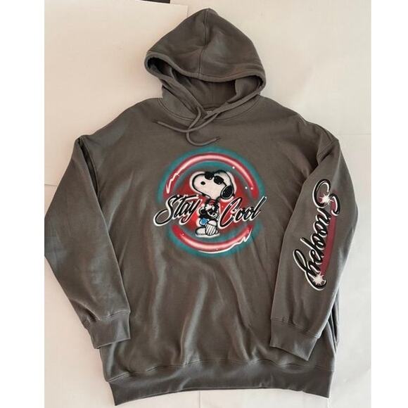 Snoopy Stay Cool Hoodie Gray Airbrush Graphic Peanuts Hybrid Apparel XL - Picture 5 of 16